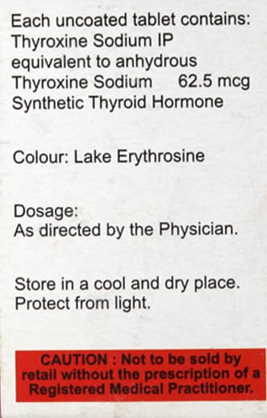Thyrox 62.5Mcg Bottle Of 100 Tablets