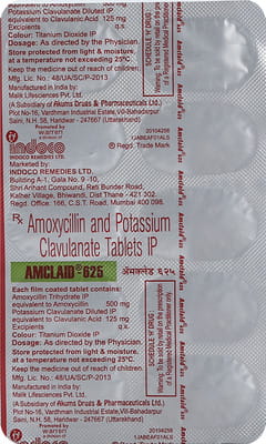 Amclaid 625mg Strip Of 10 Tablets