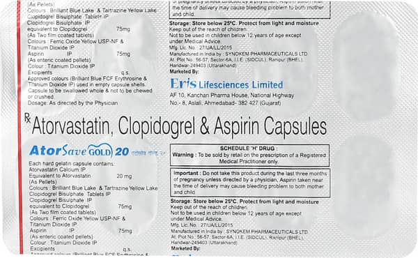 Atorsave Gold 20mg Strip Of 10 Capsules