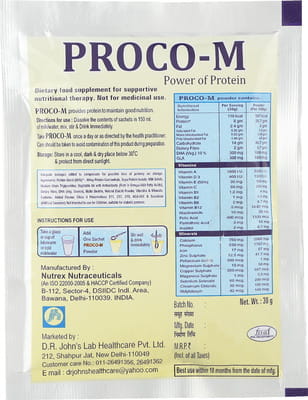 Proco M Kesar And Elaichi Sugar Free Sachet Of 30gm Oral Powder