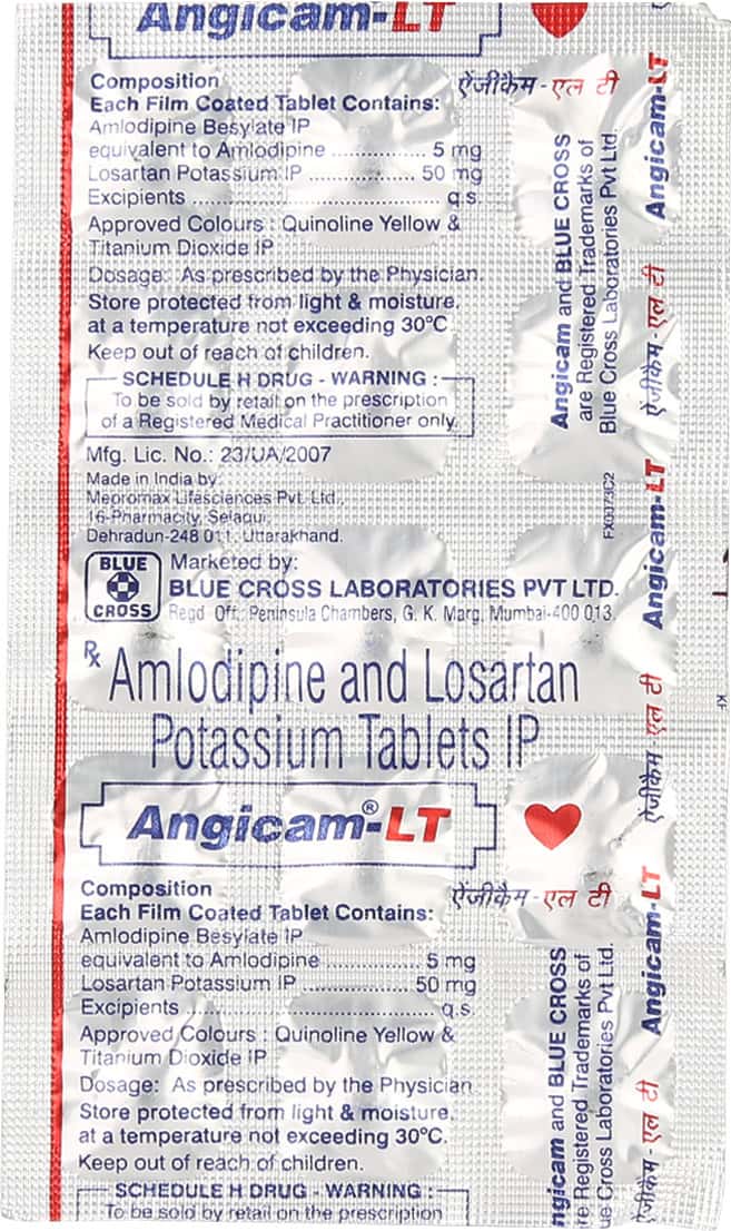 Angicam Lt Strip Of 15 Tablets: Uses, Side Effects, Price & Dosage ...