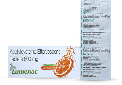 Lumenac 600mg Orange Flavour Sugar Free Strip Of 10 Effervescent Tablets