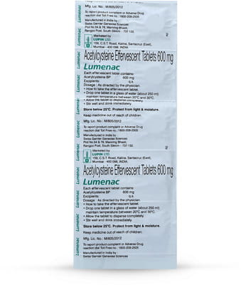 Lumenac 600mg Orange Flavour Sugar Free Strip Of 10 Effervescent Tablets