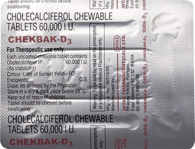 Chekbak D3 Orange Flav Strip Of 4 Chewable Tablets
