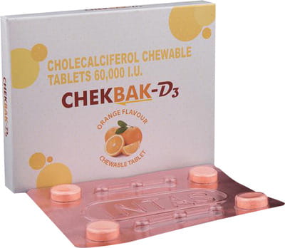 Chekbak D3 Orange Flav Strip Of 4 Chewable Tablets
