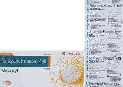 Mucaryl 600mg Orange Flavour Sugar Free Strip Of 10 Effervescent Tablets
