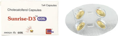 सनराइज़ डी3 60k 4 कैप्सूल्स की स्ट्रिप