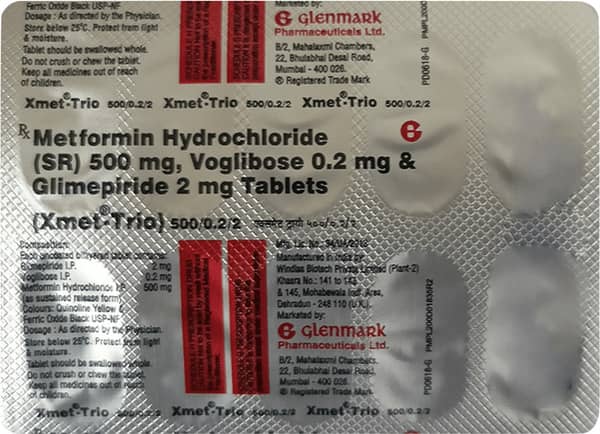 Xmet Trio 500mg/0.2mg/2mg Strip Of 10 Tablets