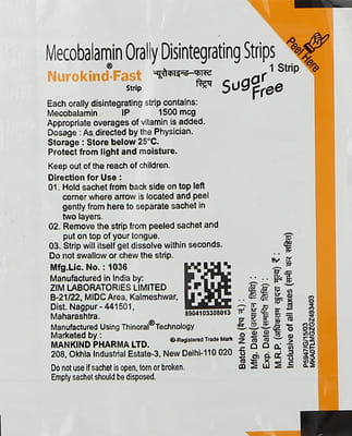 Nurokind Fast Sugar Free Strip Of 1 Orally Disintegrating Strip
