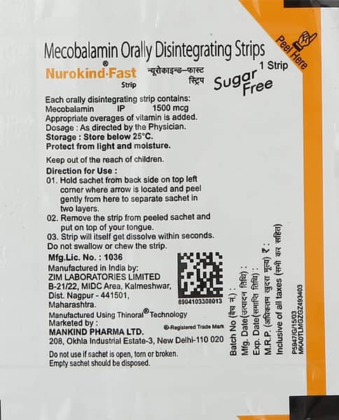 Nurokind Fast Sugar Free Strip Of 1 Orally Disintegrating Strip
