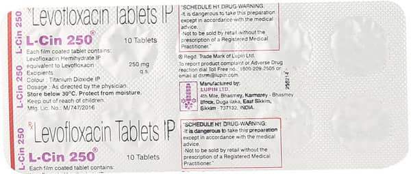 L Cin 250mg Strip Of 10 Tablets