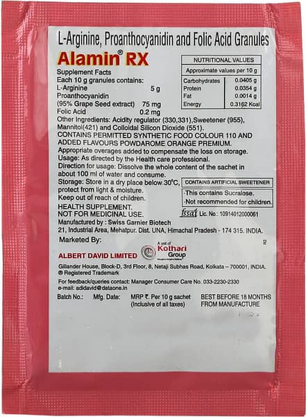 Alamin Rx Tasty Orange Flavour Sugar Free Sachet Of 10gm Granules