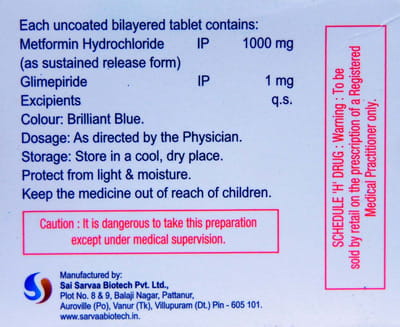 Glimiprime M 1mg Forte Strip Of 10 Tablets