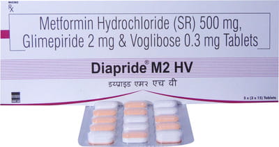 Diapride M 2mg Hv Strip Of 15 Tablets