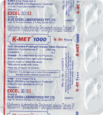 K Met 1000mg Strip Of 15 Tablets