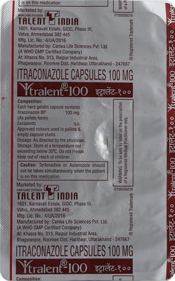 Itralent 100mg Strip Of 10 Capsules