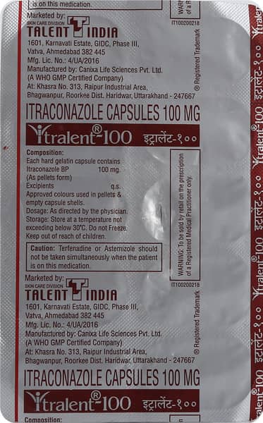 Itralent 100mg Strip Of 10 Capsules