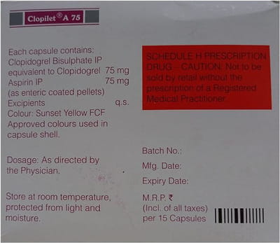 Clopilet A 75mg Strip Of 15 Capsules