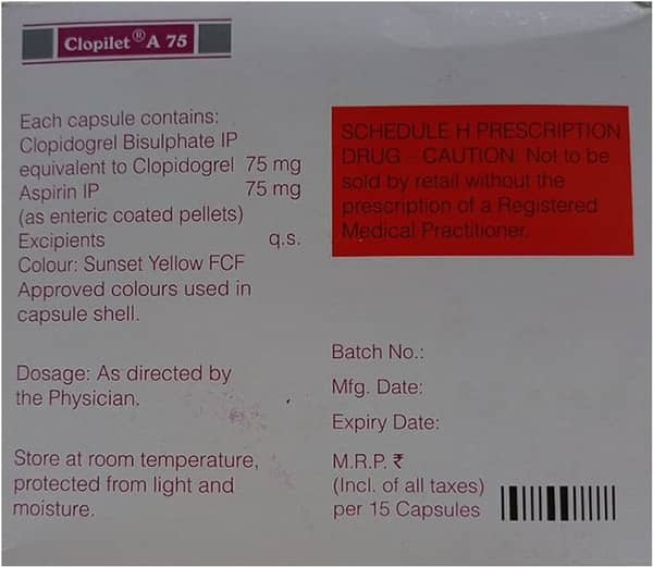 Clopilet A 75mg Strip Of 15 Capsules