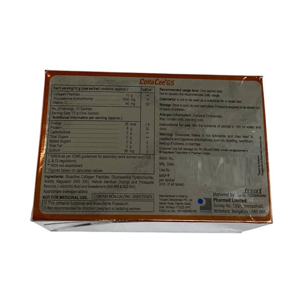 Collacee Gs Orange Pineapple Flavour Sugar Free Sachet Of 12gm Powder