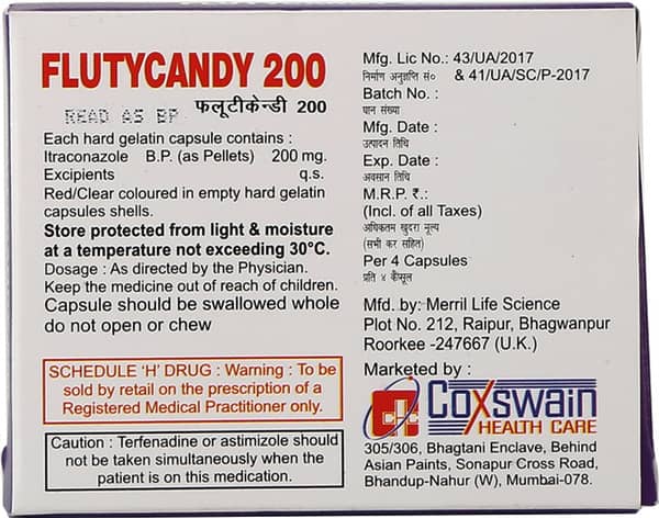 Flutycandy 200mg Strip Of 4 Capsules