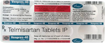 Venpres 40mg Strip Of 10 Tablets