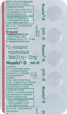 Numlo D 2.5mg/12.5mg Strip Of 15 Tablets