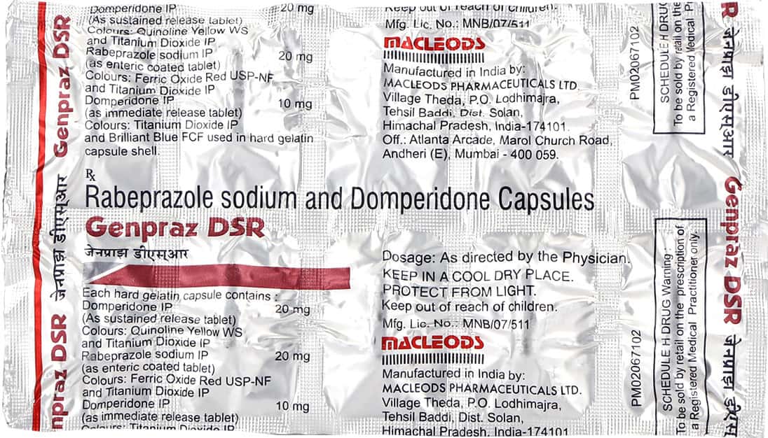 Genpraz Dsr Strip Of 10 Capsules: Uses, Side Effects, Price & Dosage ...