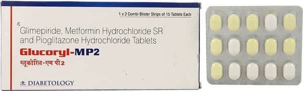 Glucoryl Mp 2mg Strip Of 15 Tablets