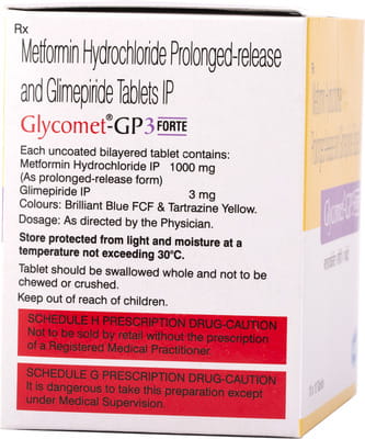 Glycomet Gp 3/1000mg Forte Strip Of 10 Tablets