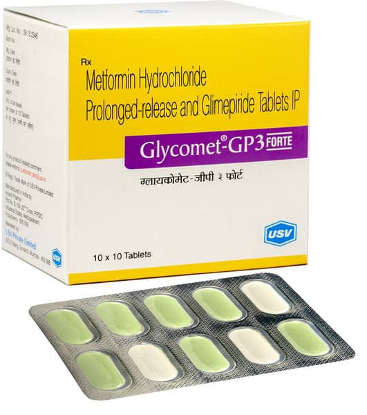 Glycomet Gp 3/1000mg Forte Strip Of 10 Tablets