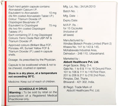 Stator Cv 10mg Strip Of 15 Capsules