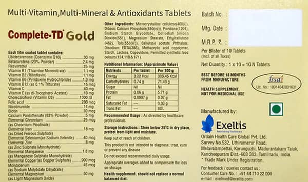 Complete Td Gold Strip Of 10 Tablets