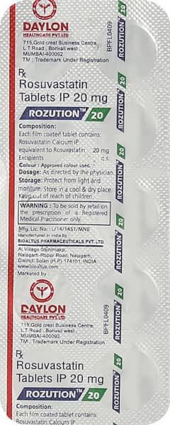 Rozution 20mg Strip Of 10 Tablets