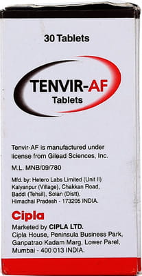Tenvir Af 25mg Bottle Of 30 Tablets