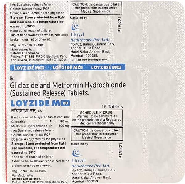 Loyzide M 80mg Strip Of 15 Tablets