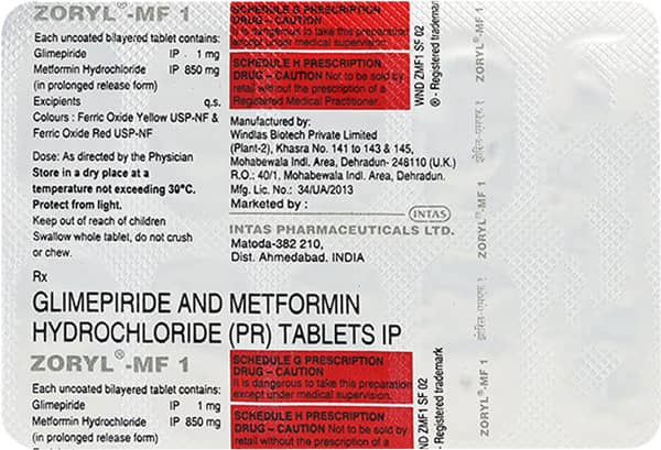 Zoryl Mf 1 Strip Of 10 Tablets
