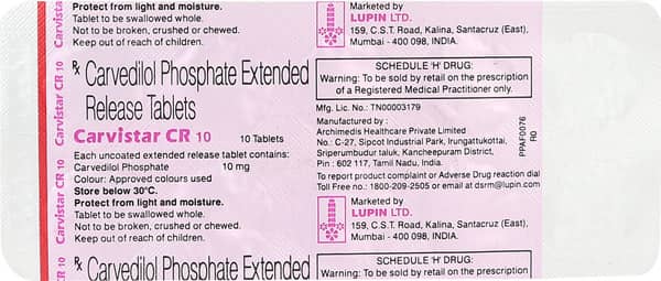 Carvistar Cr 10mg Strip Of 10 Tablets