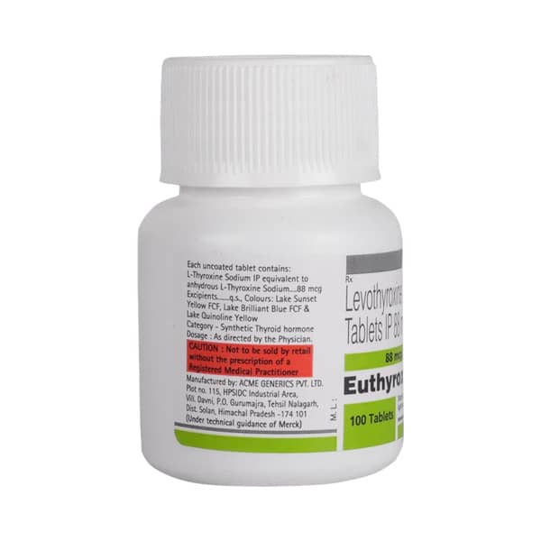 Euthyrox 88mcg Bottle Of 100 Tablets