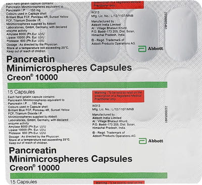 Creon 10000 Strip Of 15 Capsules