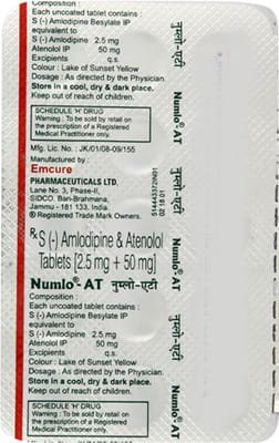 Numlo At 2.5/50mg Strip Of 15 Tablets