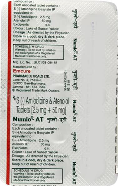 Numlo At 2.5/50mg Strip Of 15 Tablets