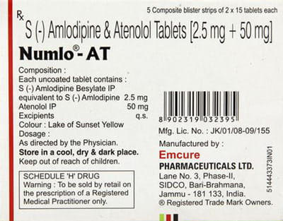 Numlo At 2.5/50mg Strip Of 15 Tablets
