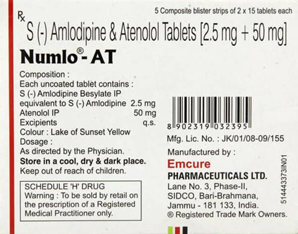 Numlo At 2.5/50mg Strip Of 15 Tablets