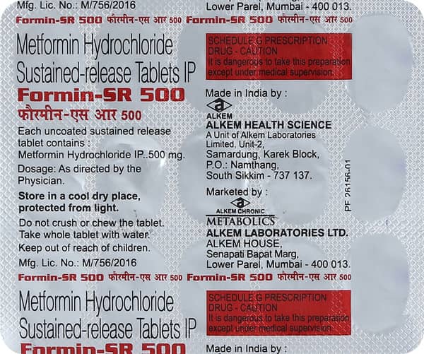 Formin Sr 500mg Strip Of 15 Tablets