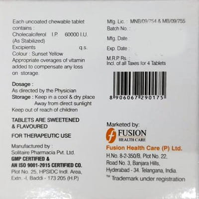 Secost 60k Orange Flavour Sugar Free Strip Of 4 Chewable Tablets