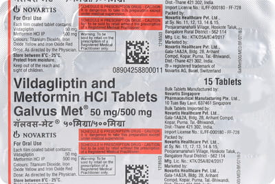 Galvus Met 50/500mg Strip Of 15 Tablets
