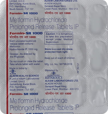 Formin Sr 1000mg Strip Of 15 Tablets