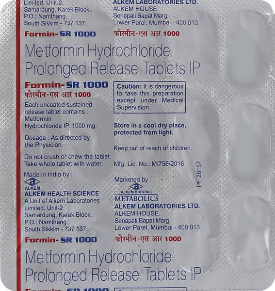 Formin Sr 1000mg Strip Of 15 Tablets