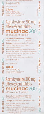 Mucinac 200mg Orange Flavour Sugar Free Strip Of 10 Tablets